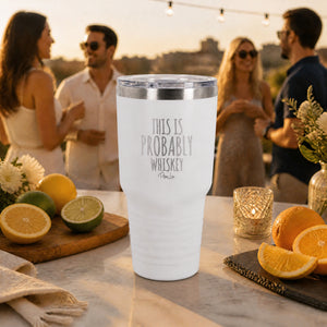 This is Probably Whiskey 30oz Engraved Tundra Tumbler — lifestyle