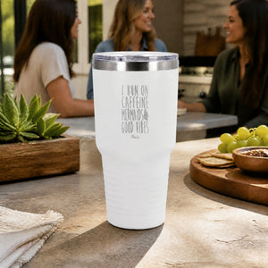 I Run On Caffeine Mermaids & Good Vibes 30oz Engraved Tundra Tumbler — lifestyle