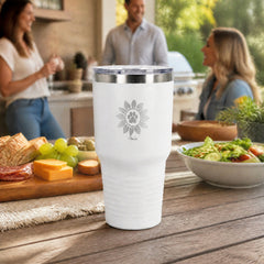 Sunflower Paw Print 30oz Engraved Tundra Tumbler — lifestyle