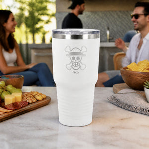 Skeleton Head 30oz Engraved Tundra Tumbler — lifestyle