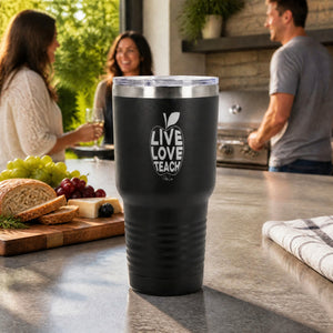 Live Love Teach 30oz Engraved Tundra Tumbler — lifestyle