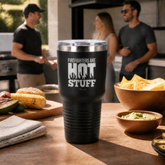 Firefighter Are Hot Stuff 30oz Engraved Tundra Tumbler — lifestyle