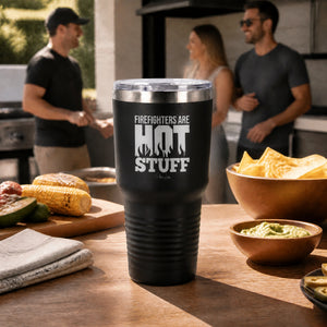 Firefighter Are Hot Stuff 30oz Engraved Tundra Tumbler — lifestyle