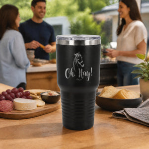 Oh Hay 30oz Engraved Tundra Tumbler — lifestyle
