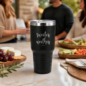 Sweater Weather 30oz Engraved Tundra Tumbler — lifestyle
