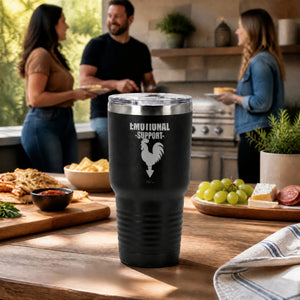 Emotional Support 30oz Engraved Tundra Tumbler — lifestyle