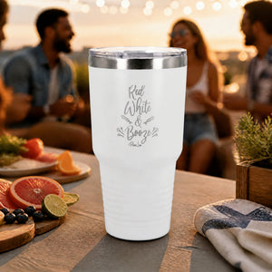 Red White And Booze 30oz Engraved Tundra Tumbler — lifestyle