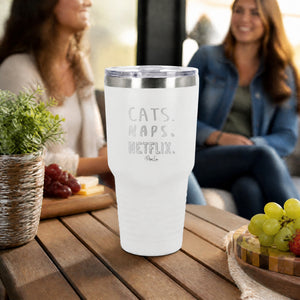 Cats. Naps. Netflix. 30oz Engraved Tundra Tumbler — lifestyle