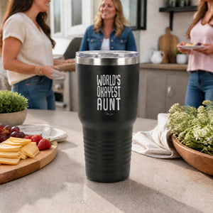 worlds okayest aunt 30oz Engraved Tundra Tumbler — lifestyle
