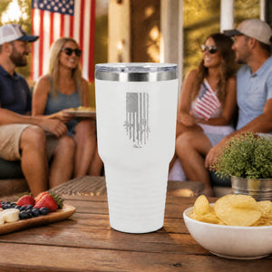 USA Gun Flag 30oz Engraved Tundra Tumbler — lifestyle