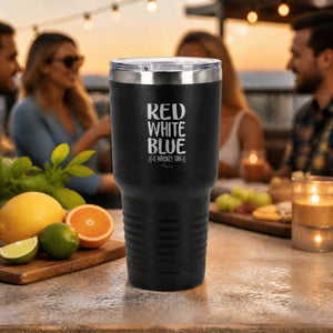Red White Blue And Whiskey Too 30oz Engraved Tundra Tumbler — lifestyle