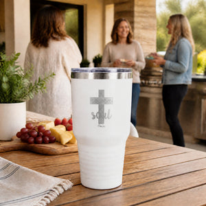 He Restores My Soul 30oz Engraved Tundra Tumbler — lifestyle