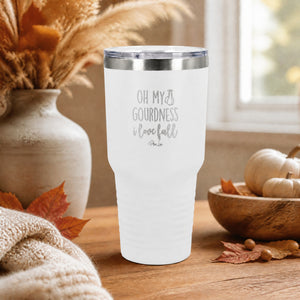 Oh My Gourdness I Love Fall 30oz Engraved Tundra Tumbler — lifestyle