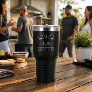 Sideline Social Club 30oz Engraved Tundra Tumbler — lifestyle
