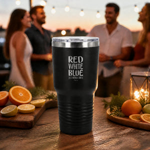 Red White Blue And Vodka Too 30oz Engraved Tundra Tumbler — lifestyle