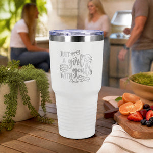 Just A Girl With Goals 30oz Engraved Tundra Tumbler — lifestyle