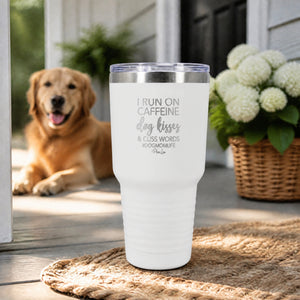I Run On Dog Kisses 30oz Engraved Tundra Tumbler — lifestyle
