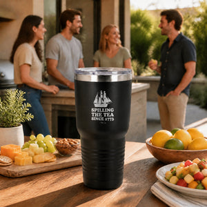 Spilling The Tea Since 1773 30oz Engraved Tundra Tumbler — lifestyle