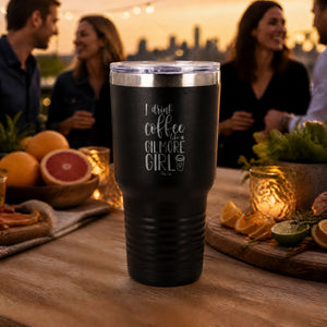 I Drink Coffee Like A Gilmore Girl 30oz Engraved Tundra Tumbler — lifestyle