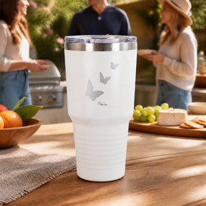 Butterfly 30oz Engraved Tundra Tumbler — lifestyle