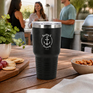 Salty And Happy 30oz Engraved Tundra Tumbler — lifestyle