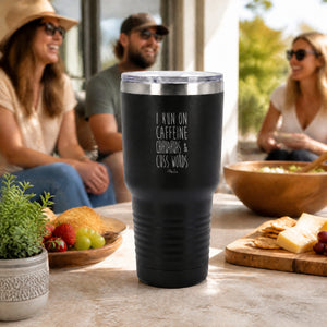 I Run On Caffeine Chihuahuas & Cuss Words 30oz Engraved Tundra Tumbler — lifestyle