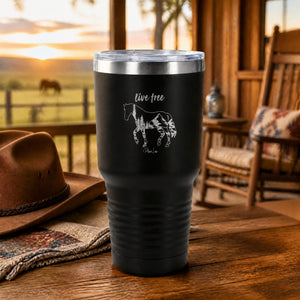 Live Free Horse 30oz Engraved Tundra Tumbler — lifestyle