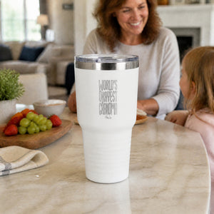 Worlds Okayest Grandma 30oz Engraved Tundra Tumbler — lifestyle