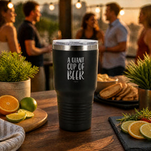 A Giant Cup of Beer 30oz Engraved Tundra Tumbler — lifestyle