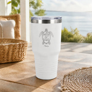 Salty Lil Beach Sea Turtle 30oz Engraved Tundra Tumbler — lifestyle
