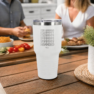 Star Spangled Hammered 30oz Engraved Tundra Tumbler — lifestyle