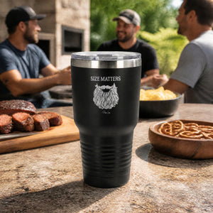 Size Matters (Beard) 30oz Engraved Tundra Tumbler — lifestyle
