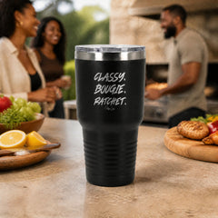 Classy Bougie Ratchet 30oz Engraved Tundra Tumbler — lifestyle