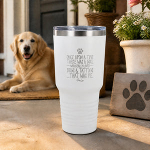 There Was A Girl Who Loved Dogs And Tattoos 30oz Engraved Tundra Tumbler — lifestyle