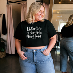 Life is Better in Flip Flops Cropped Boxy Tee — lifestyle hero