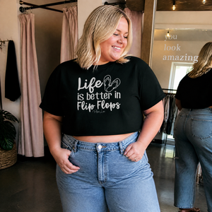 Life is Better in Flip Flops Cropped Boxy Tee — lifestyle hero