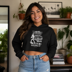 Super Cool Softball Mom Cropped Hoodie — lifestyle hero