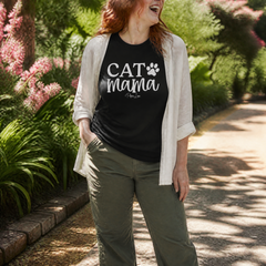 Cat Mama Premium Tee — lifestyle hero
