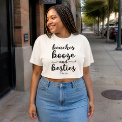 Beaches Booze And Besties Cropped Boxy Tee — lifestyle hero