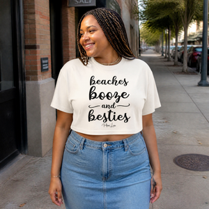 Beaches Booze And Besties Cropped Boxy Tee — lifestyle hero