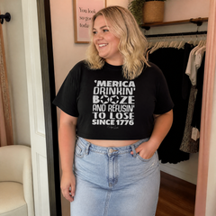 Drinkin Booze And Refusin To Lose Cropped Boxy Tee — lifestyle hero