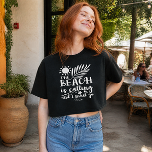 The Beach Is Calling And I Must Go Cropped Boxy Tee — lifestyle hero