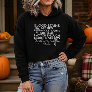 Blood Stains Are Red Cropped Hoodie — lifestyle hero