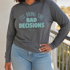 I'll bring the Bad Decisions Hooded Long Sleeve Tee — lifestyle hero