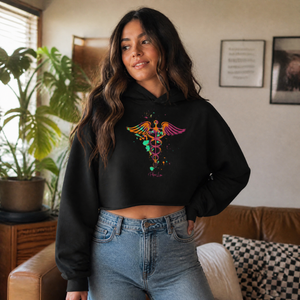Watercolor Nurse Cropped Hoodie — lifestyle hero