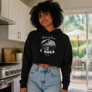 This Is How I Roll Red Hose Cropped Hoodie — lifestyle hero