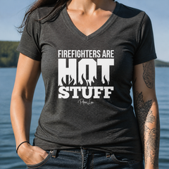 Firefighter Are Hot Stuff Women's Graphic V-Neck — lifestyle hero