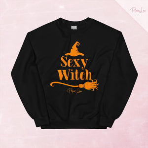 Sexy Witch Graphic Crewneck Sweatshirt — Black
