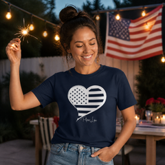 USA Flag Heart Premium Tee — lifestyle hero