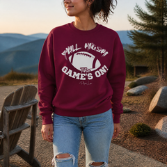 Y'all Hush The Game Is On Graphic Crewneck Sweatshirt — lifestyle hero